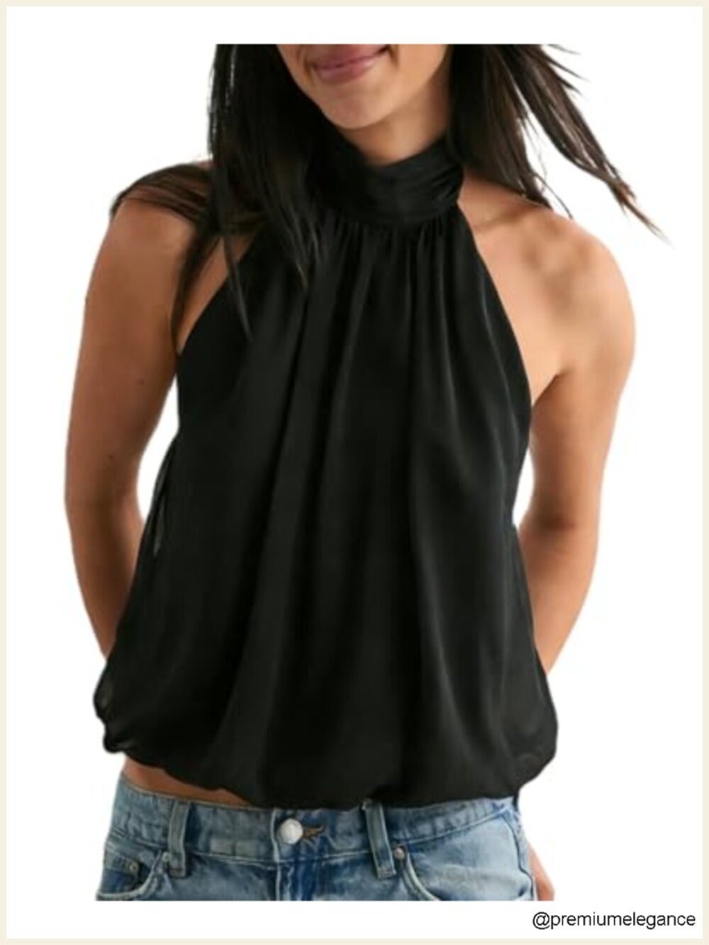 Chiffon Halter Crop Top Open Back Sleeveless Y2K Tank Top Women's Going Out Top
